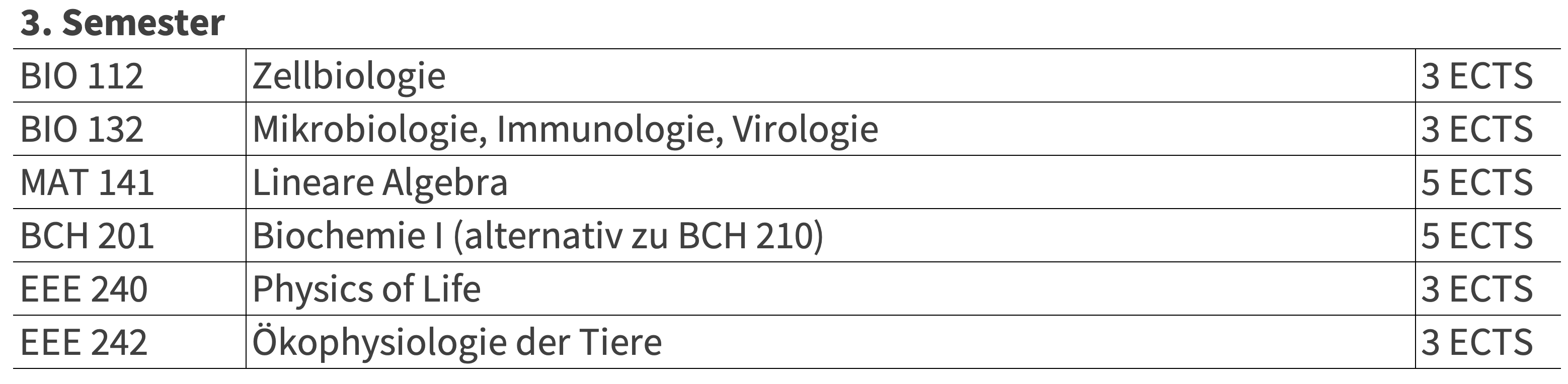 Major Wahlpflichtmodule 3. Semester