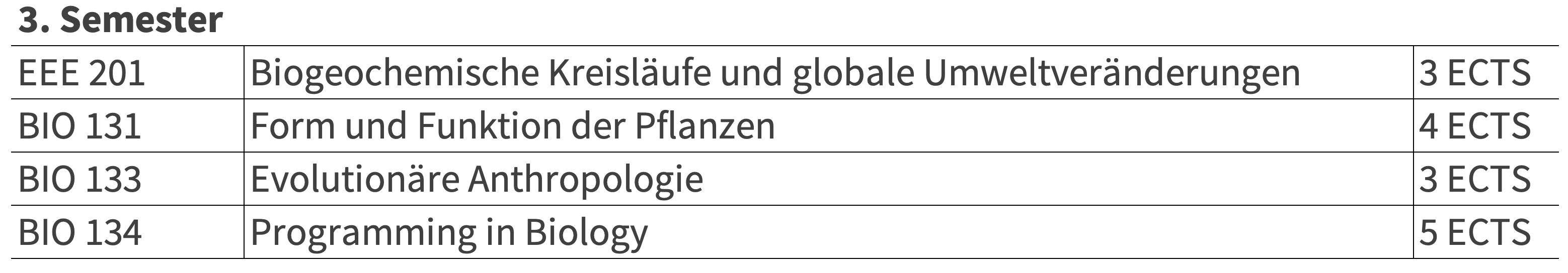 Pflichtmodule 3. Semester